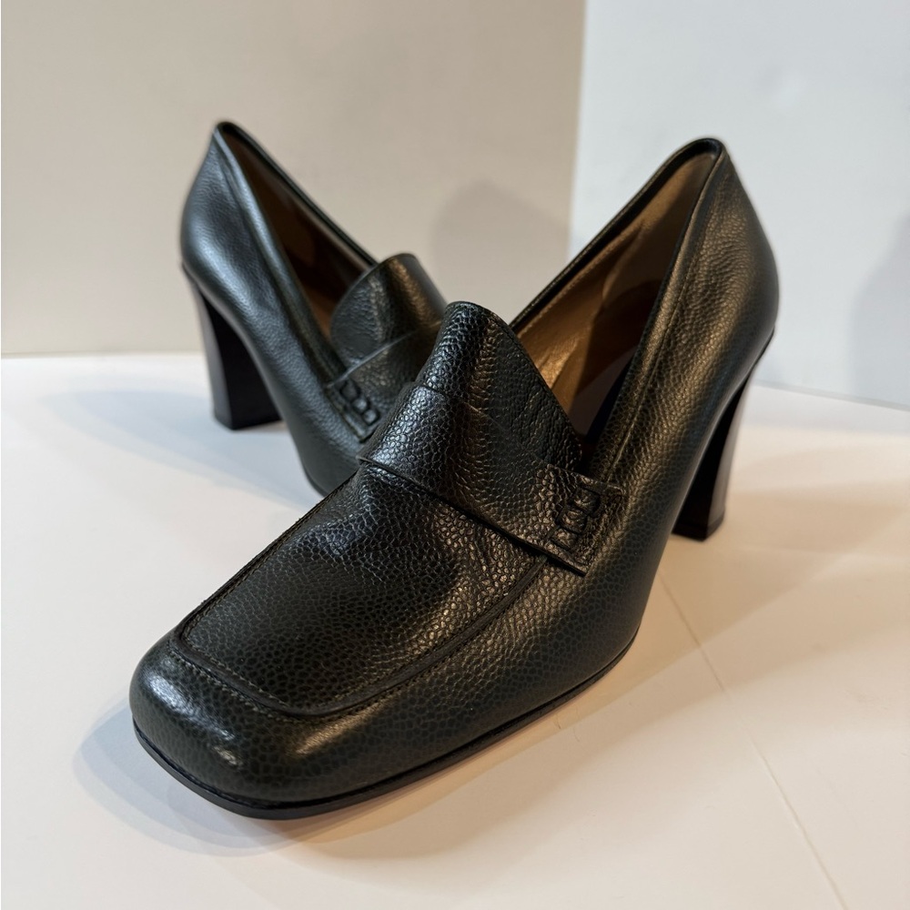 Vintage Anne Klein II Leather Pumps Block 3” Heel/Size 9.5/Italian/NWT/NOS